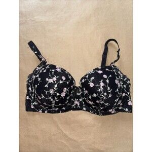 Women’s Black Lace Floral Bra Adored By Adore Me Size 40DD